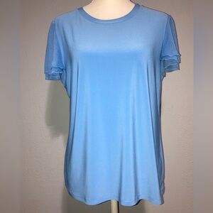 TOMMY HILFIGER Crew Neck Suit Blouse With Ruffled Sleeve